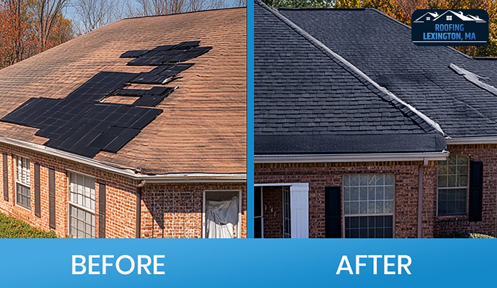 Before and after roof upgrade by roofing contractor