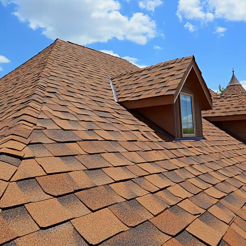 Brown roof shingles by Lexington MA roofing contractor.